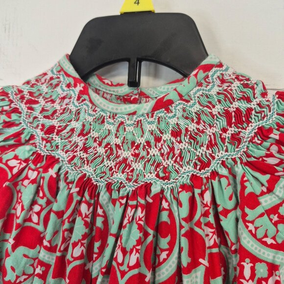Banana Split Red & Mint Smocked Baby Dress 9M Red & Mint Christmas/holiday - Picture 2 of 6